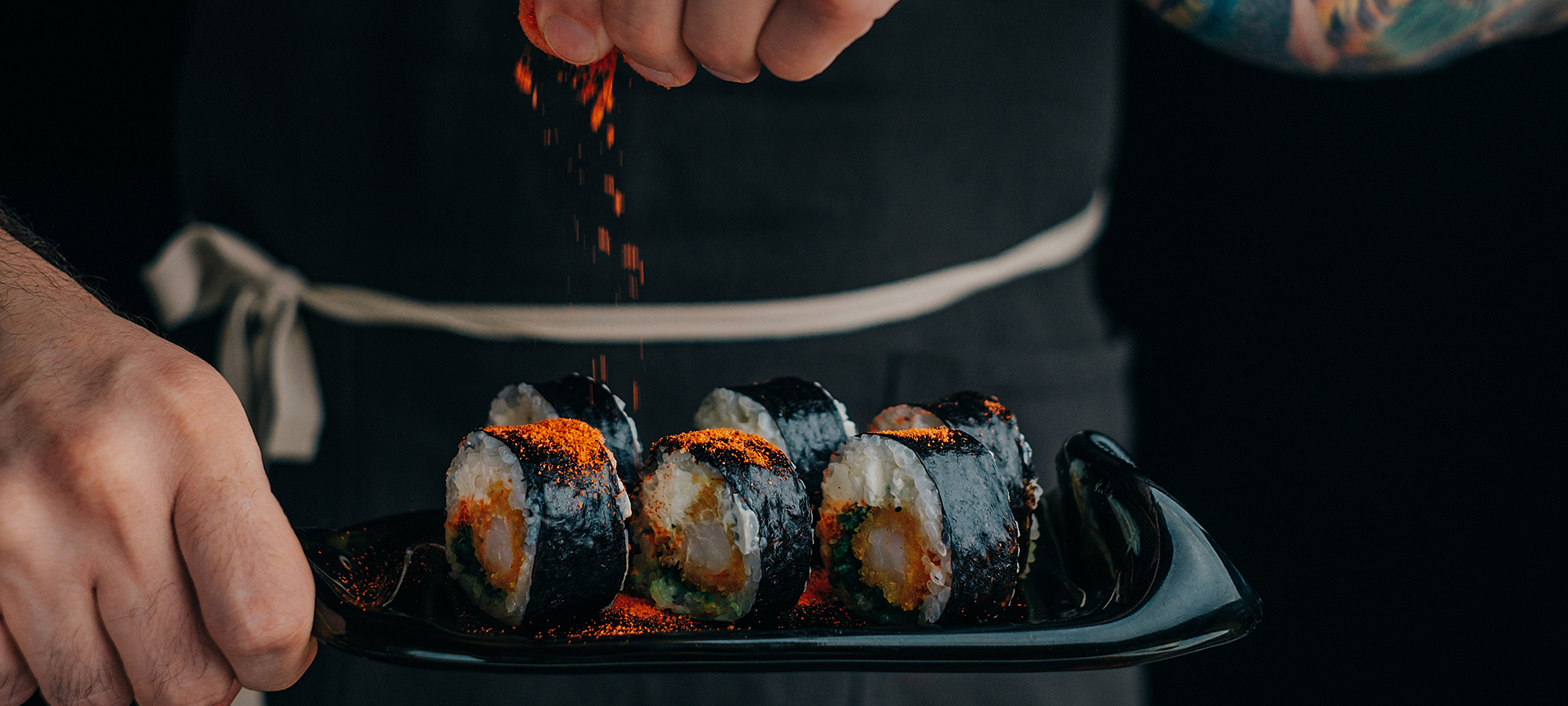 Der Kick für den Gaumen - Sushi auf einem Tablett